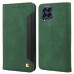 For Samsung Galaxy M53 5G Splicing PU Leather Skin-touch Feeling Case Stand Magnetic Absorption Full Protection Flip Folio Wallet Cover
