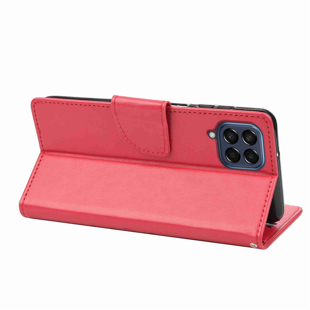 For Samsung Galaxy M53 5G Imprinted Butterflies Flowers PU Leather Flip Case Wallet Style Stand Shockproof Protective Cover with Strap