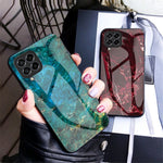 For Samsung Galaxy M53 5G Marble Pattern Tempered Glass + PC + TPU Scratch-resistant Protective Phone Shell Case