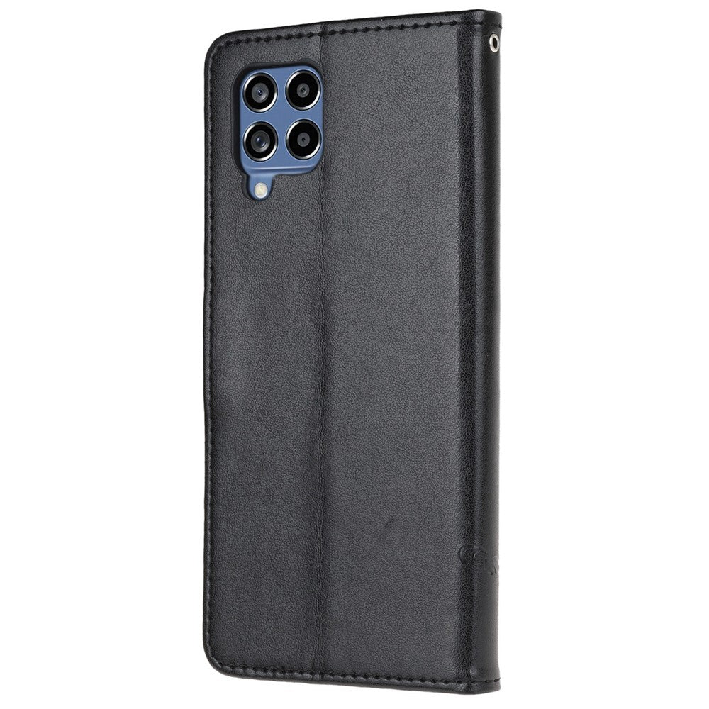 Mobilskal till Samsung Galaxy M53 5G med präglat fjärils- och blommönster, magnetiskt spänne, plånboksfodral i PU-läder