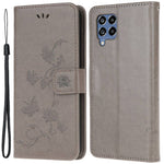 Mobilskal till Samsung Galaxy M53 5G med präglat fjärils- och blommönster, magnetiskt spänne, plånboksfodral i PU-läder
