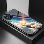 Til Samsung Galaxy M33 5G (Global version) Slankt letvægts stødsikkert bagcover af hærdet glas med stjernemønsterdesign, hård PC TPU skal