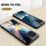 Til Samsung Galaxy M33 5G (Global version) Slankt letvægts stødsikkert bagcover af hærdet glas med stjernemønsterdesign, hård PC TPU skal