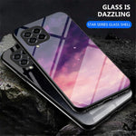 Til Samsung Galaxy M33 5G (Global version) Slankt letvægts stødsikkert bagcover af hærdet glas med stjernemønsterdesign, hård PC TPU skal