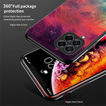 Til Samsung Galaxy M33 5G (Global version) Slankt letvægts stødsikkert bagcover af hærdet glas med stjernemønsterdesign, hård PC TPU skal