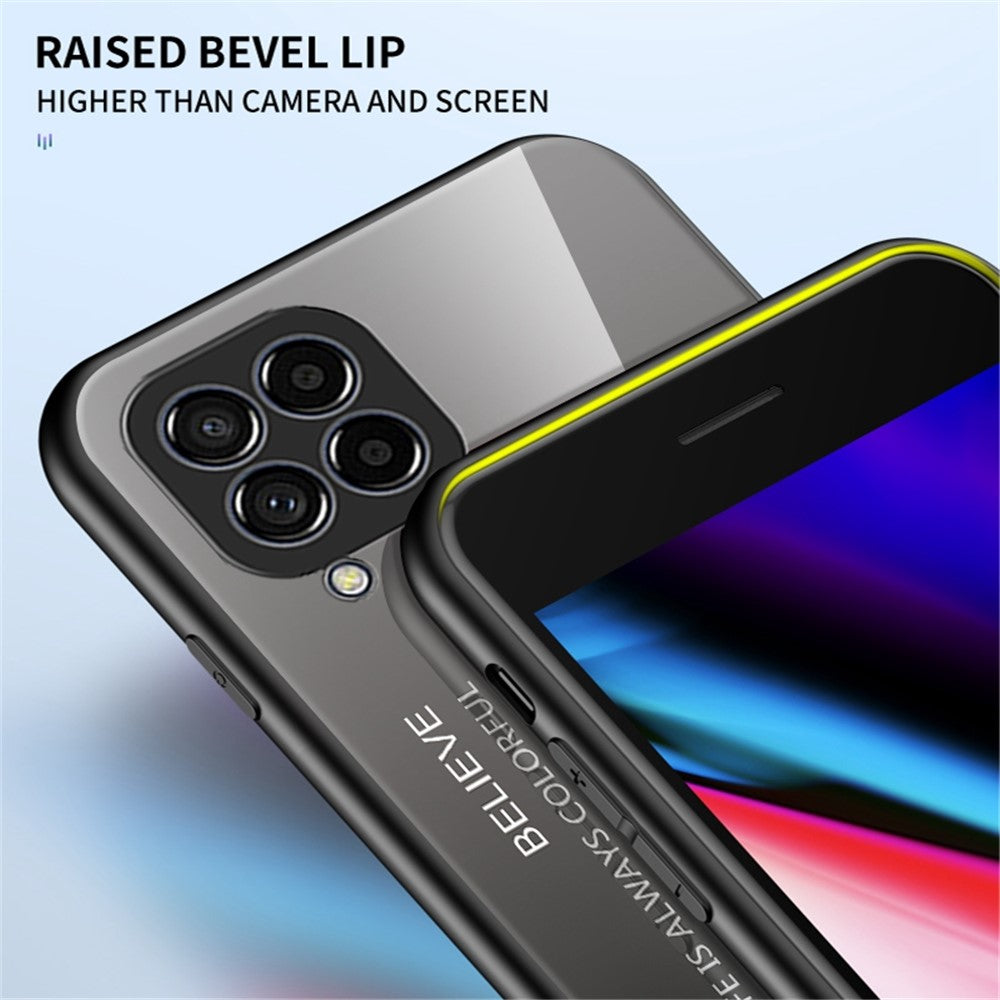 For Samsung Galaxy M33 5G (Global Version) All-inclusive Protection Anti-fall Color Gradient Tempered Glass + PC + TPU Phone Case Shell