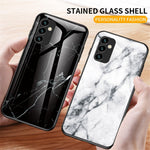 Til Samsung Galaxy M23 5G/F23 5G Marmormønster Hærdet Glas + PC + TPU Stilfuldt Ridsefast Smartphone Cover