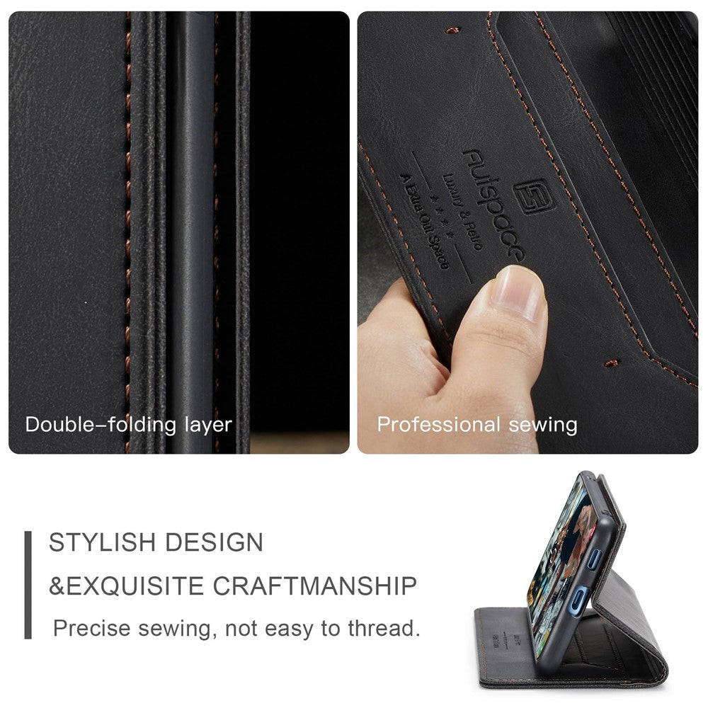 AUTSPACE A01-serien til Samsung Galaxy S22 5G PU-lædercover med RFID-blokerende pung og flip-stander
