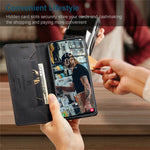 AUTSPACE A01-serien til Samsung Galaxy S22 5G PU-lædercover med RFID-blokerende pung og flip-stander
