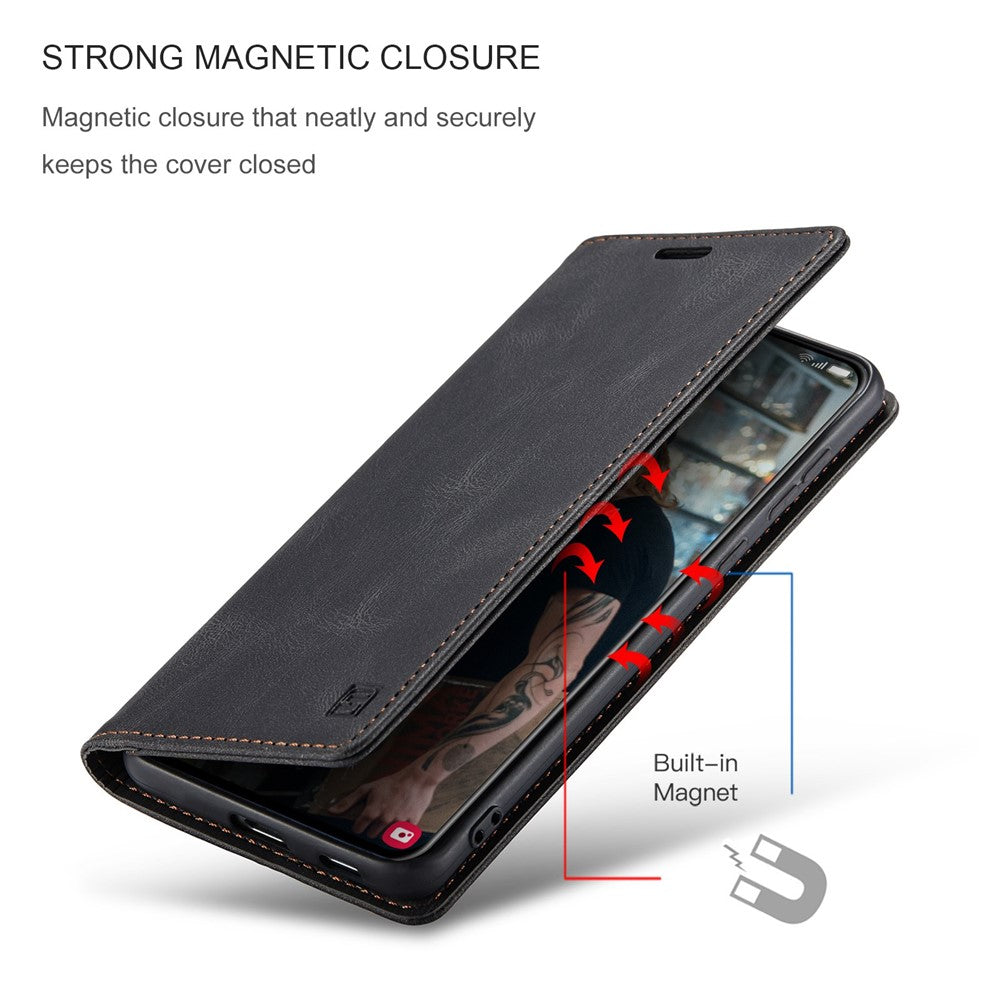 AUTSPACE A01-serien til Samsung Galaxy S22 5G PU-lædercover med RFID-blokerende pung og flip-stander