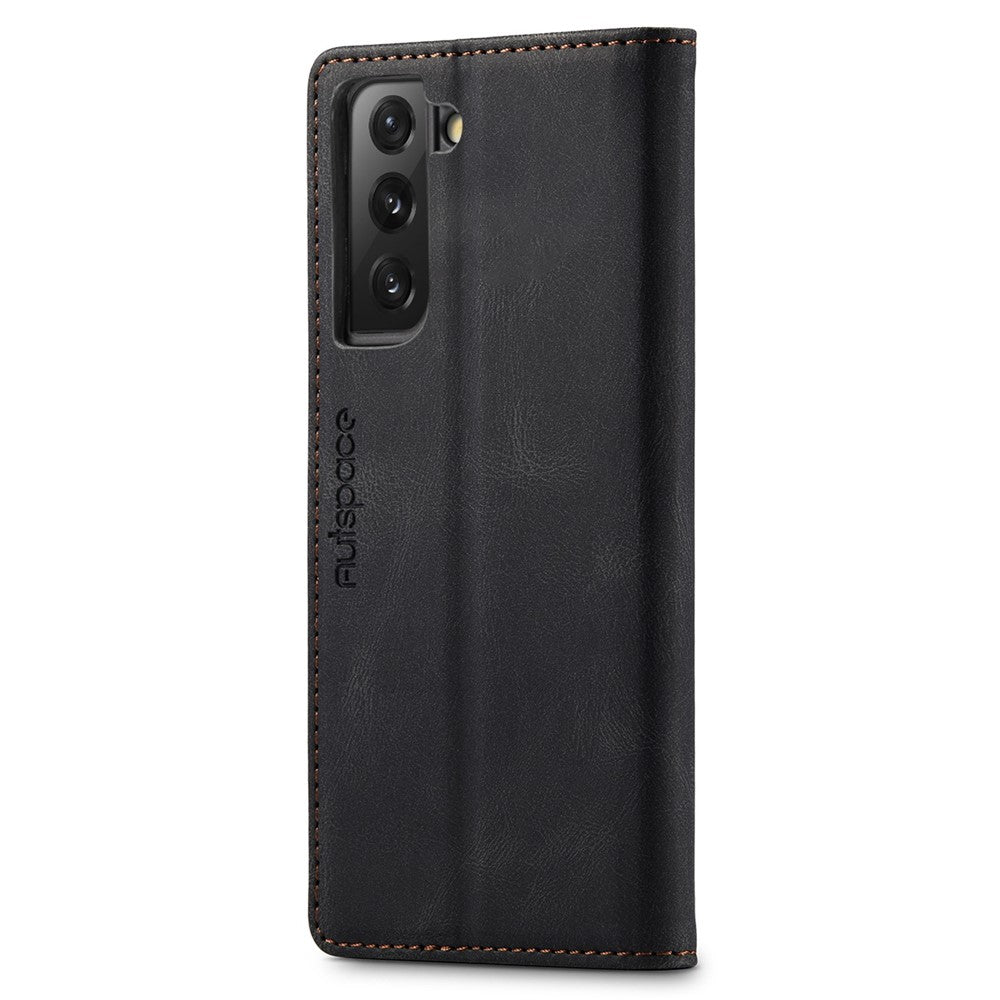 AUTSPACE A01-serien til Samsung Galaxy S22 5G PU-lædercover med RFID-blokerende pung og flip-stander