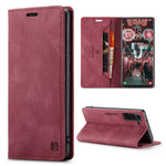 AUTSPACE A01-serien til Samsung Galaxy S22 5G PU-lædercover med RFID-blokerende pung og flip-stander
