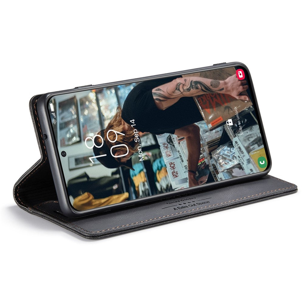 AUTSPACE A01-serien til Samsung Galaxy S22+ 5G PU-lædercover RFID-blokerende pung-flipcover med støttefod