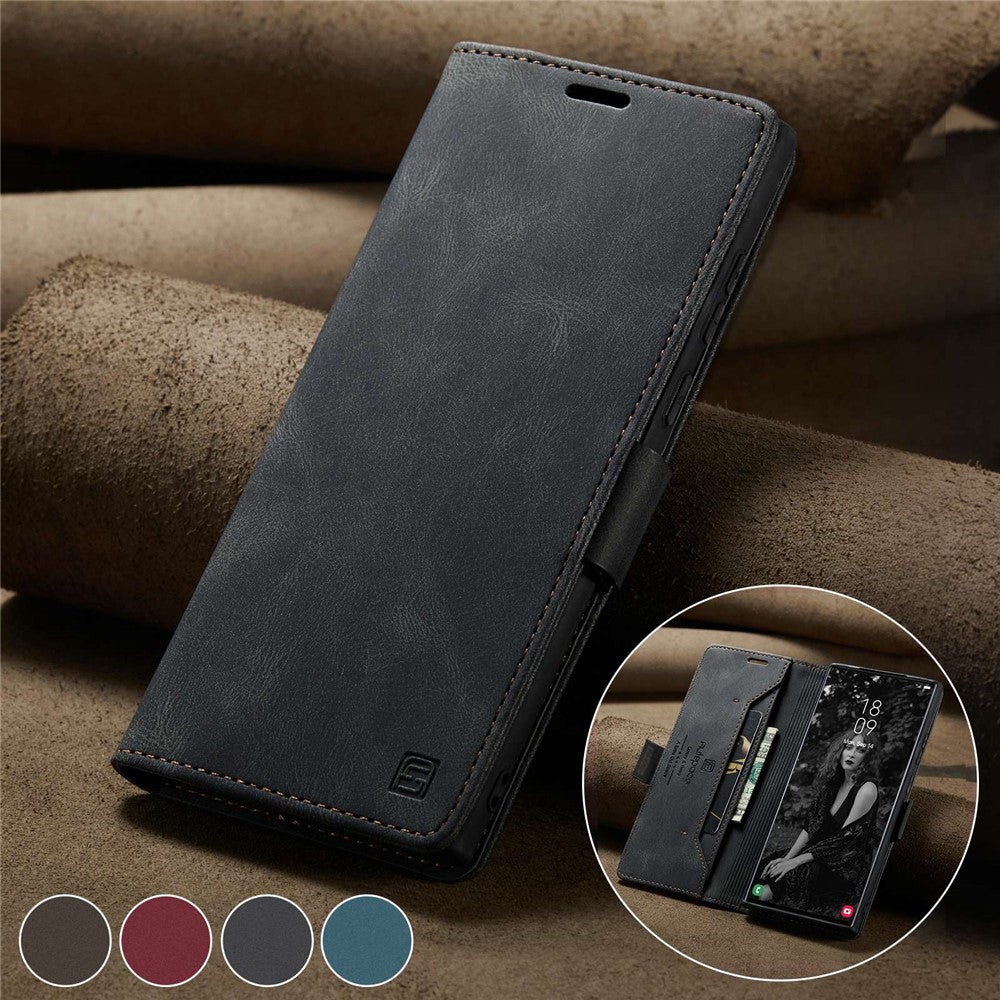 AUTSPACE A01 Series for Samsung Galaxy S22 Ultra 5G PU Leather Case RFID Blocking Wallet Flip Stand Cover