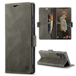 AUTSPACE A01 Series for Samsung Galaxy S22 Ultra 5G PU Leather Case RFID Blocking Wallet Flip Stand Cover