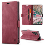 AUTSPACE A01 Series for Samsung Galaxy S22 Ultra 5G PU Leather Case RFID Blocking Wallet Flip Stand Cover