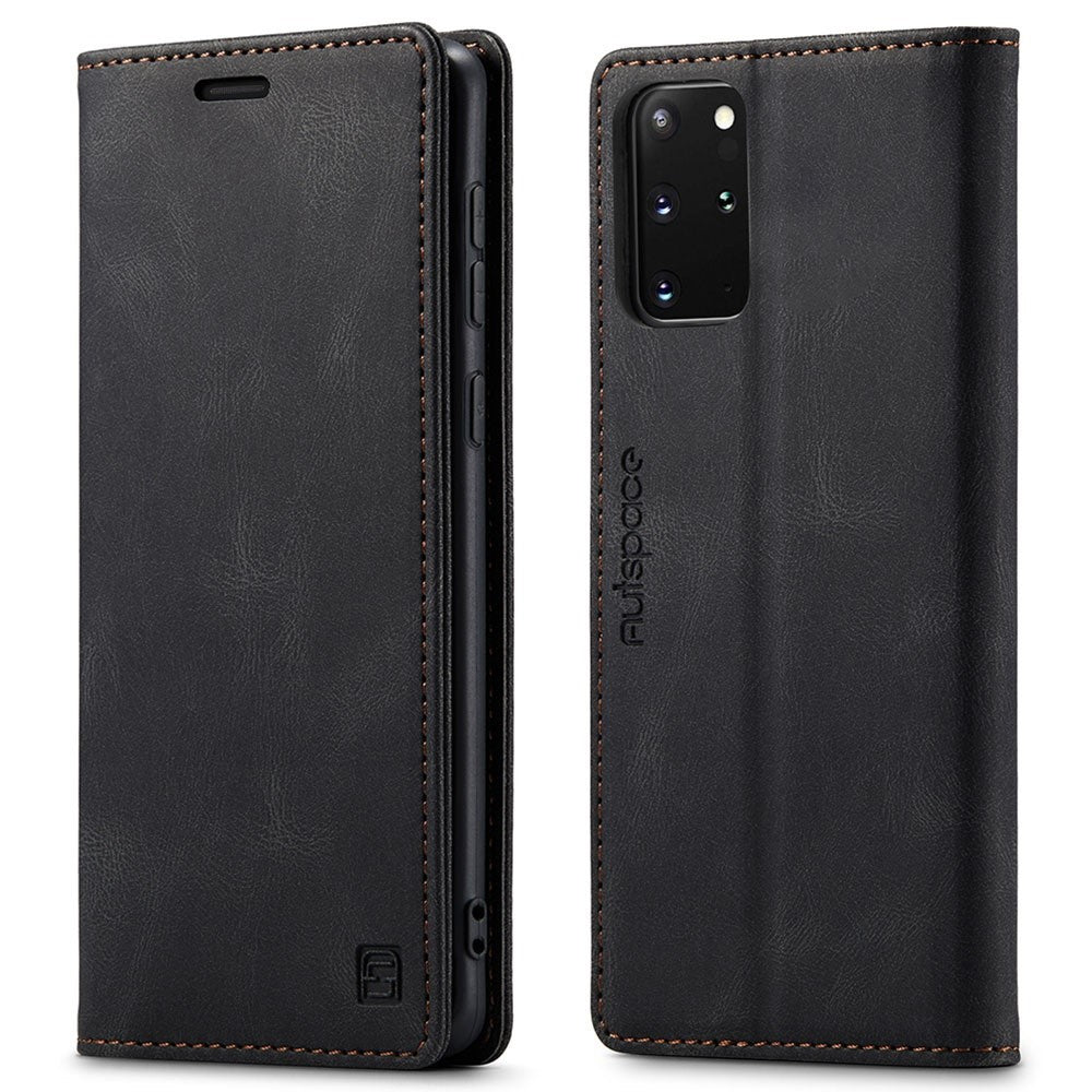 AUTSPACE A01 Series til Samsung Galaxy S20 Plus 4G/5G PU Lædercover RFID Blokerende Pung Flip Stand Cover