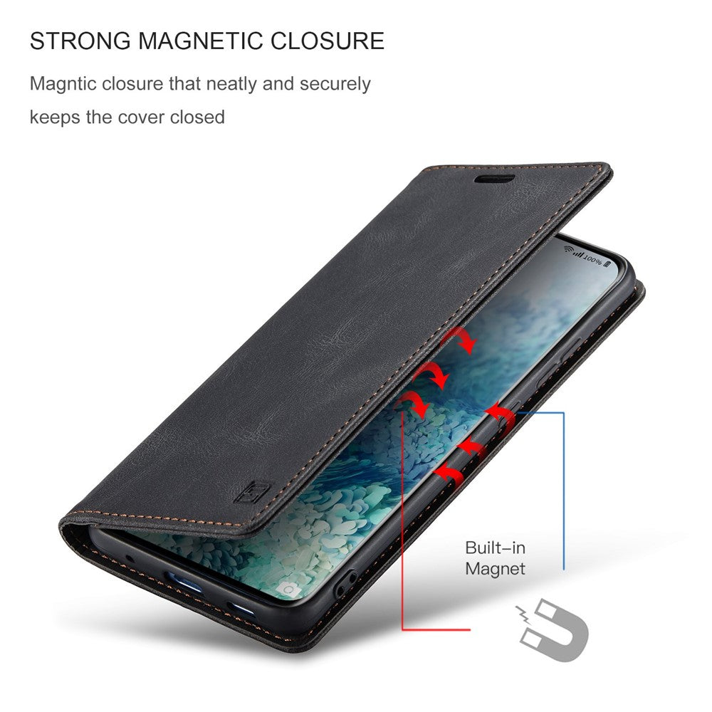 AUTSPACE A01 Series for Samsung Galaxy S20 Ultra 4G / 5G PU Leather Case RFID Blocking Retro Wallet Flip Stand Cover