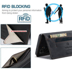 AUTSPACE A01-serien til Samsung Galaxy S21 FE 5G PU-lædercover RFID-blokerende pung-flip-ståcover