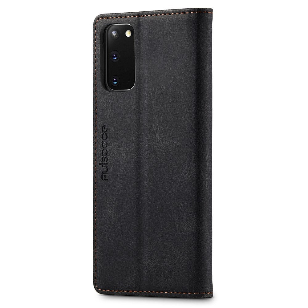 AUTSPACE A01-serien til Samsung Galaxy S20 4G/5G PU-læderetui RFID-blokerende pung-flipcover med standfunktion