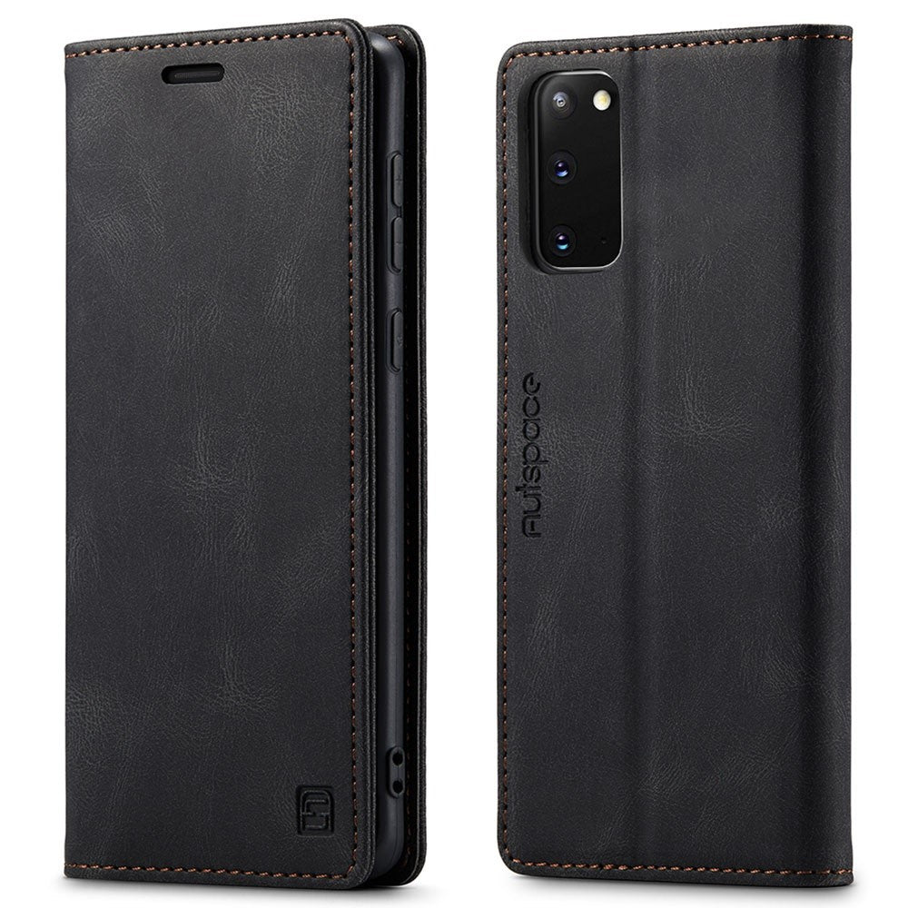 AUTSPACE A01 Series for Samsung Galaxy S20 4G/5G PU Leather Case RFID Blocking Wallet Flip Stand Cover