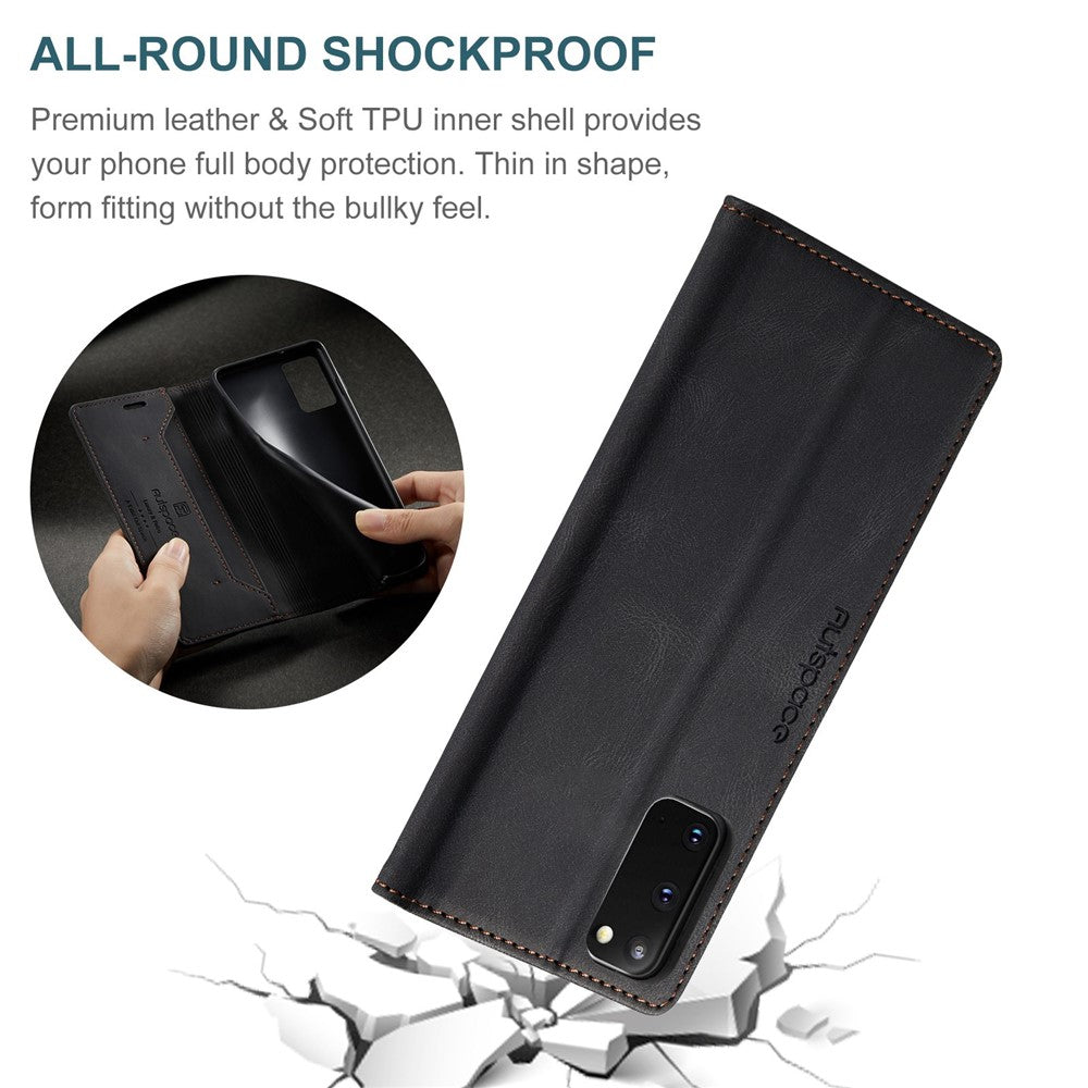 AUTSPACE A01 Series for Samsung Galaxy S20 4G/5G PU Leather Case RFID Blocking Wallet Flip Stand Cover