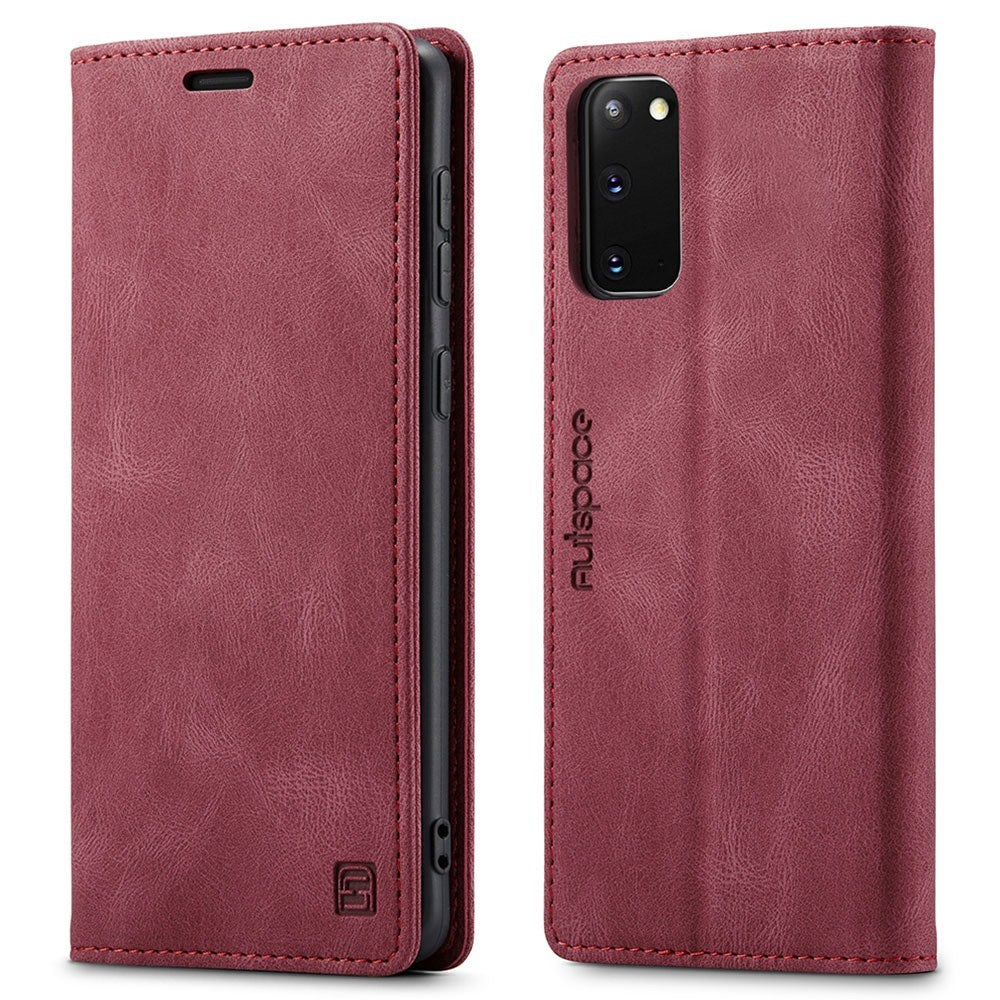 AUTSPACE A01-serien til Samsung Galaxy S20 4G/5G PU-læderetui RFID-blokerende pung-flipcover med standfunktion