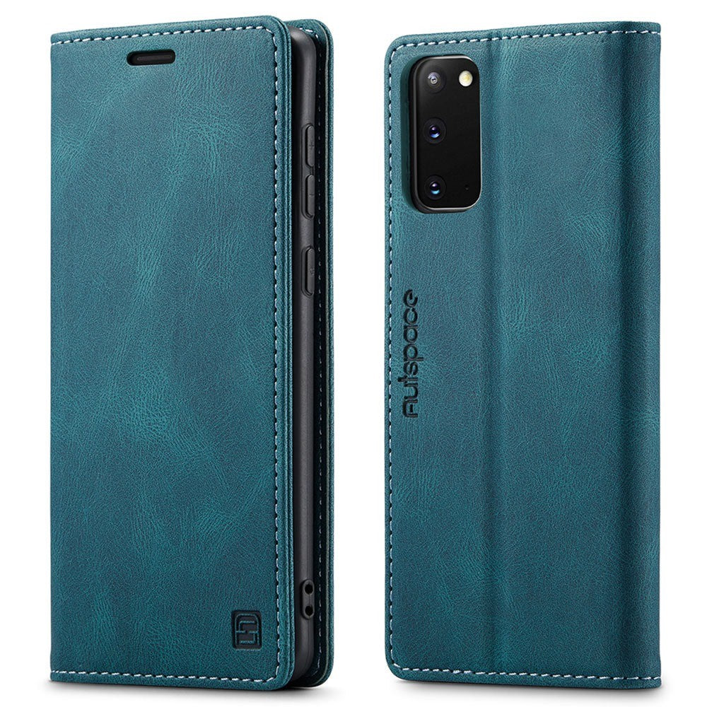 AUTSPACE A01-serien til Samsung Galaxy S20 4G/5G PU-læderetui RFID-blokerende pung-flipcover med standfunktion