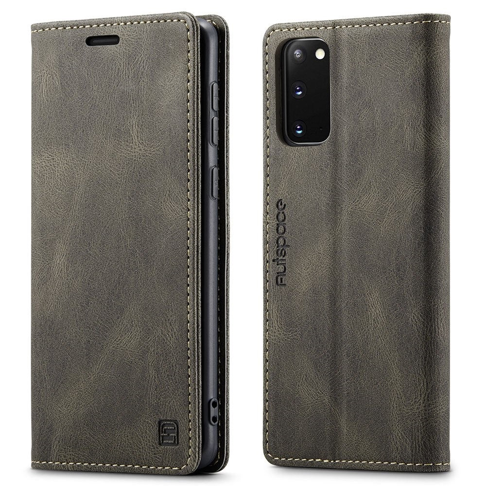 AUTSPACE A01-serien til Samsung Galaxy S20 4G/5G PU-læderetui RFID-blokerende pung-flipcover med standfunktion