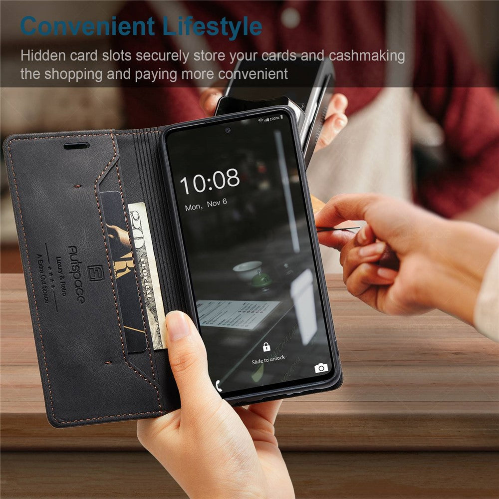 AUTSPACE A01 Series for Samsung Galaxy A53 5G PU Leather Case RFID Blocking Wallet Flip Stand Cover