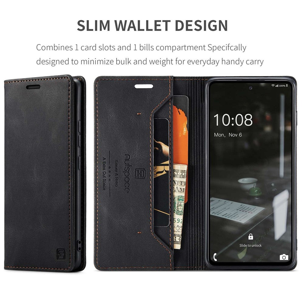 AUTSPACE A01 Series for Samsung Galaxy A53 5G PU Leather Case RFID Blocking Wallet Flip Stand Cover
