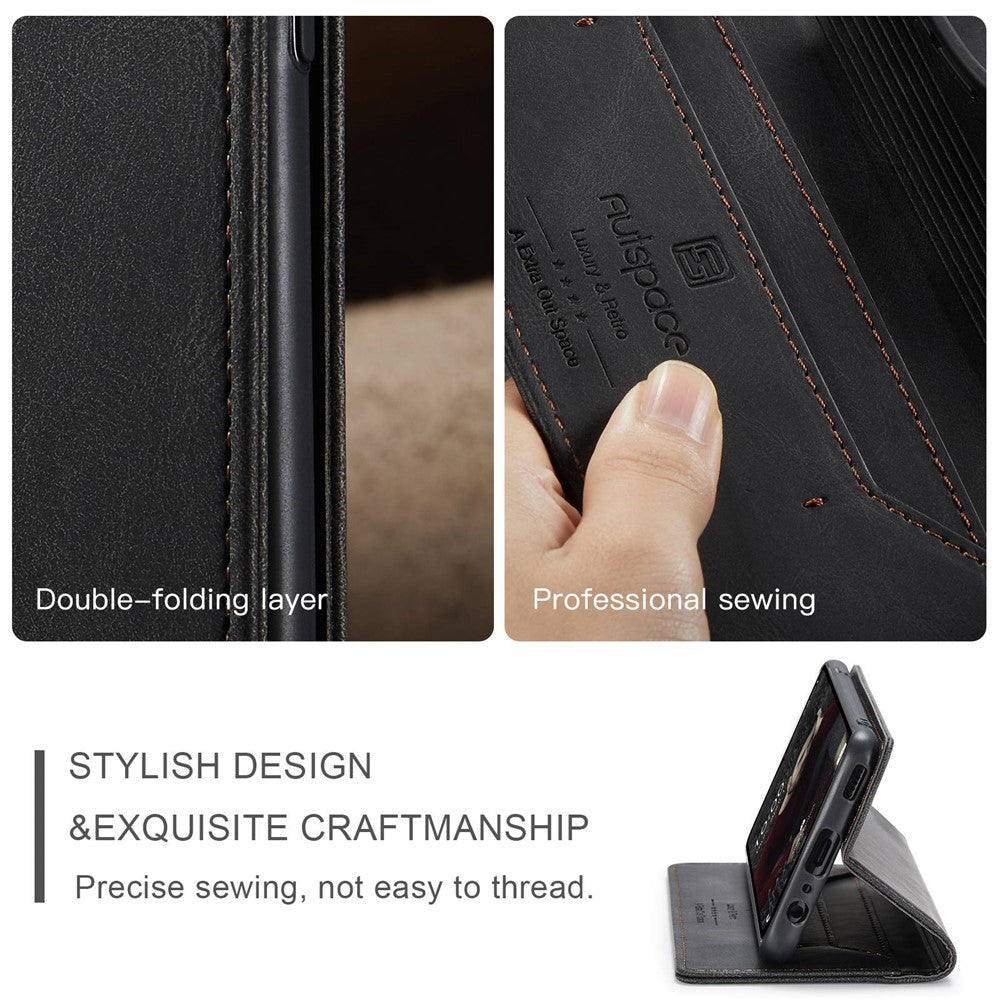 AUTSPACE A01 Series for Samsung Galaxy A32 5G/M32 5G PU Leather Case RFID Blocking Vintage Wallet Stand Flip Cover