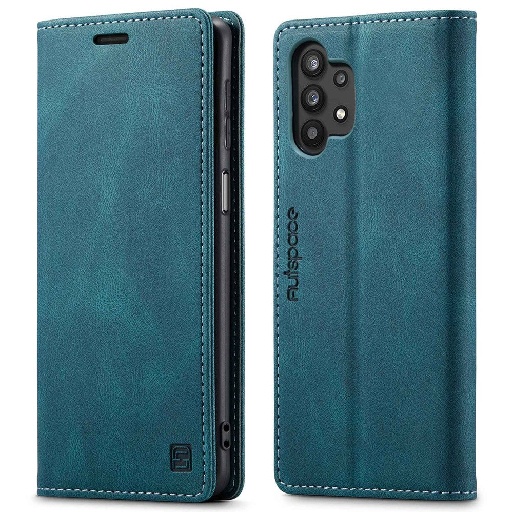 AUTSPACE A01 Series for Samsung Galaxy A32 5G/M32 5G PU Leather Case RFID Blocking Vintage Wallet Stand Flip Cover