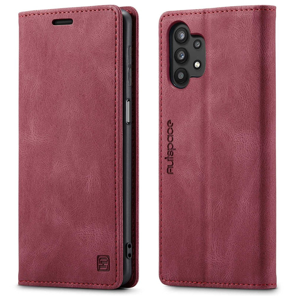 AUTSPACE A01 Series for Samsung Galaxy A32 5G/M32 5G PU Leather Case RFID Blocking Vintage Wallet Stand Flip Cover