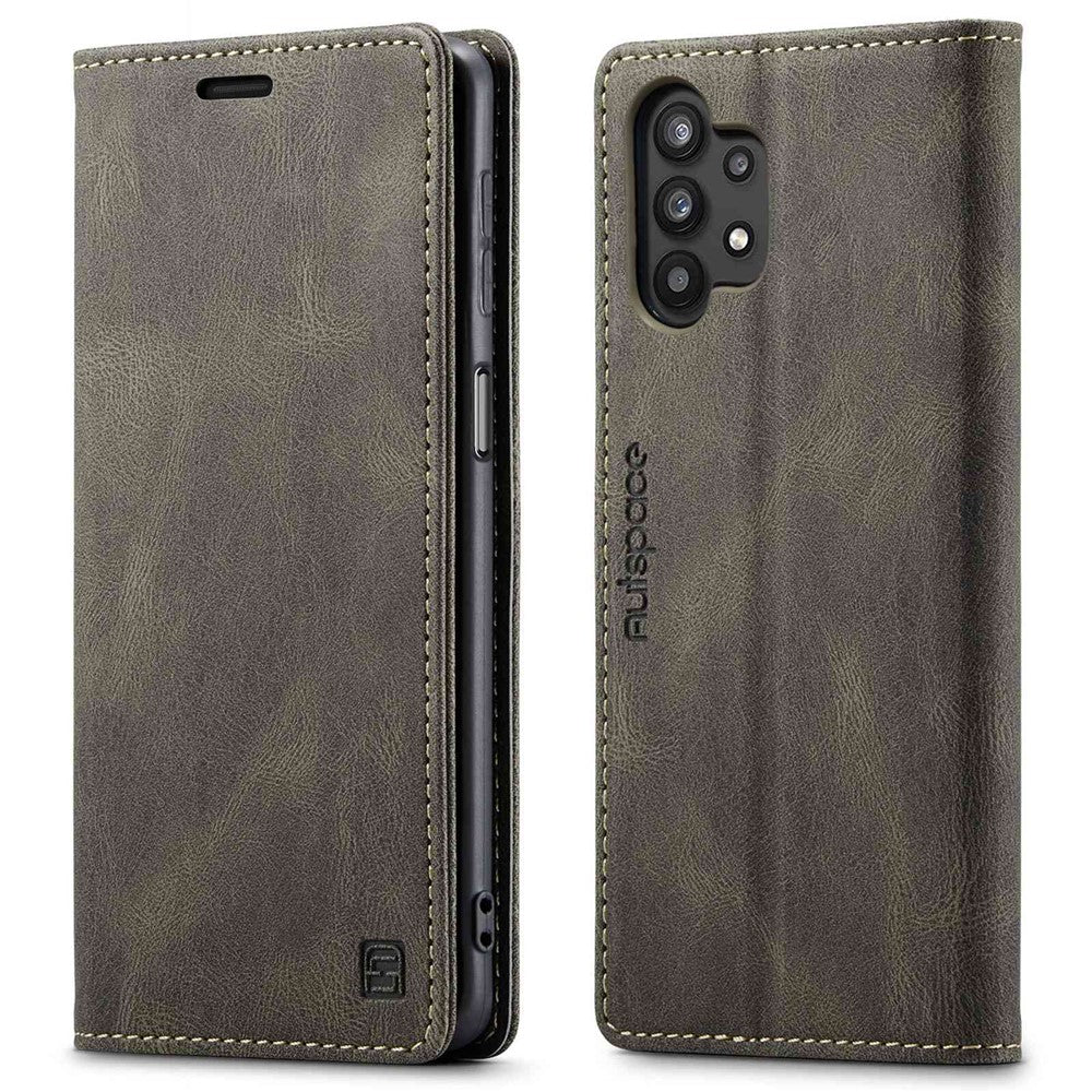 AUTSPACE A01 Series for Samsung Galaxy A32 5G/M32 5G PU Leather Case RFID Blocking Vintage Wallet Stand Flip Cover