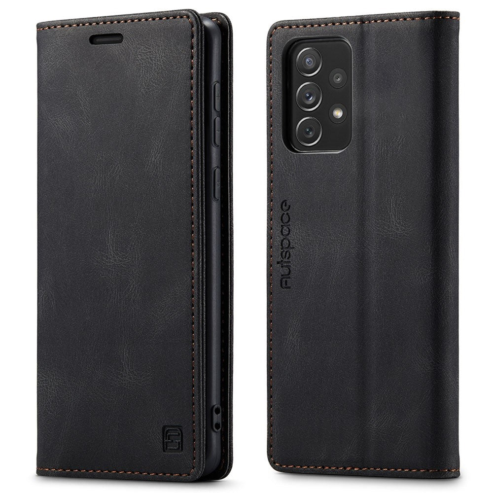 AUTSPACE A01 Series for Samsung Galaxy A33 5G PU Leather Case RFID Blocking Vintage Wallet Stand Flip Cover