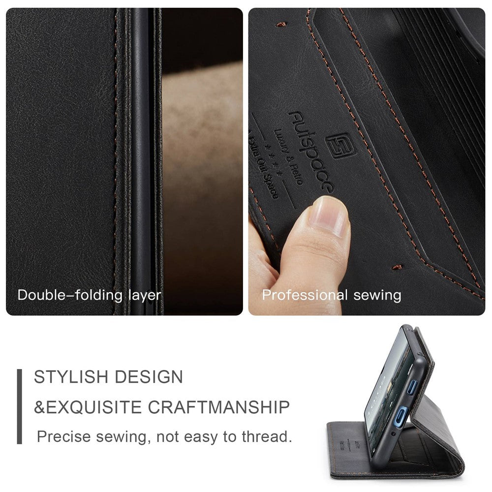 AUTSPACE A01 Series for Samsung Galaxy A33 5G PU Leather Case RFID Blocking Vintage Wallet Stand Flip Cover