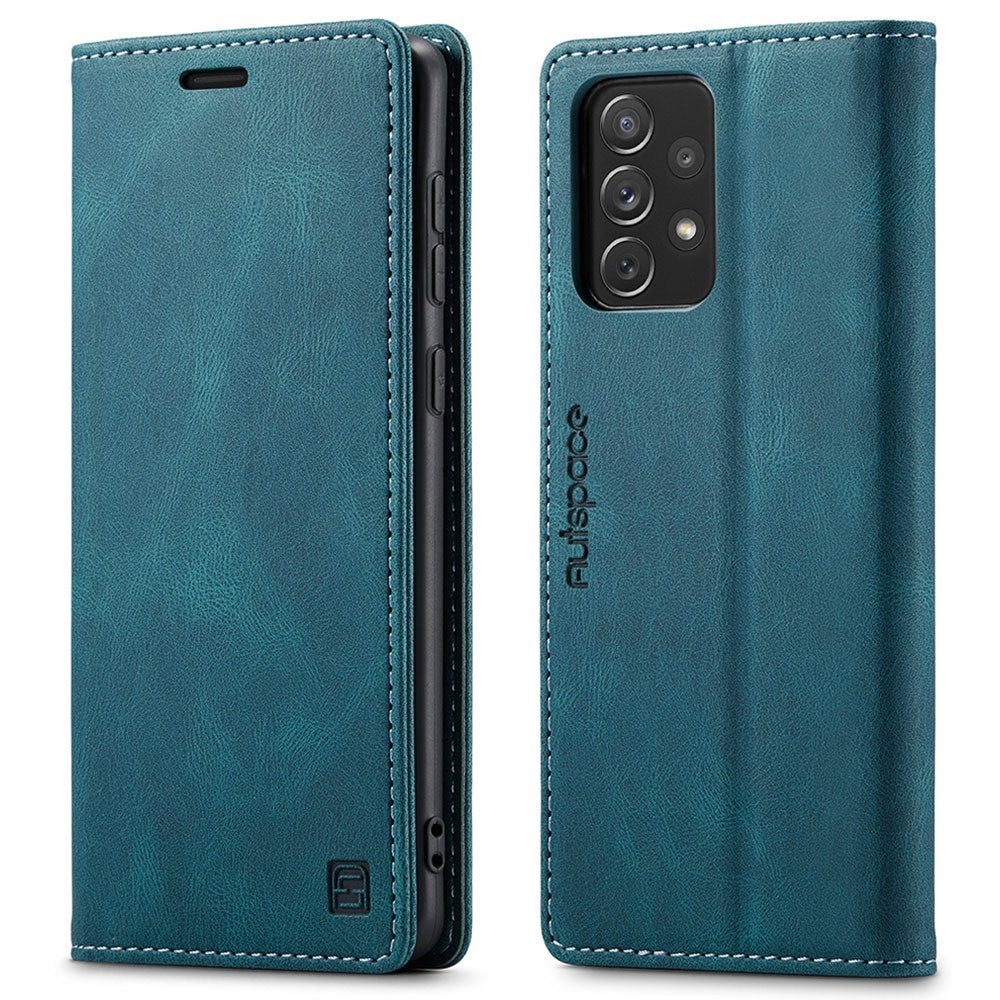 AUTSPACE A01 Series for Samsung Galaxy A33 5G PU Leather Case RFID Blocking Vintage Wallet Stand Flip Cover