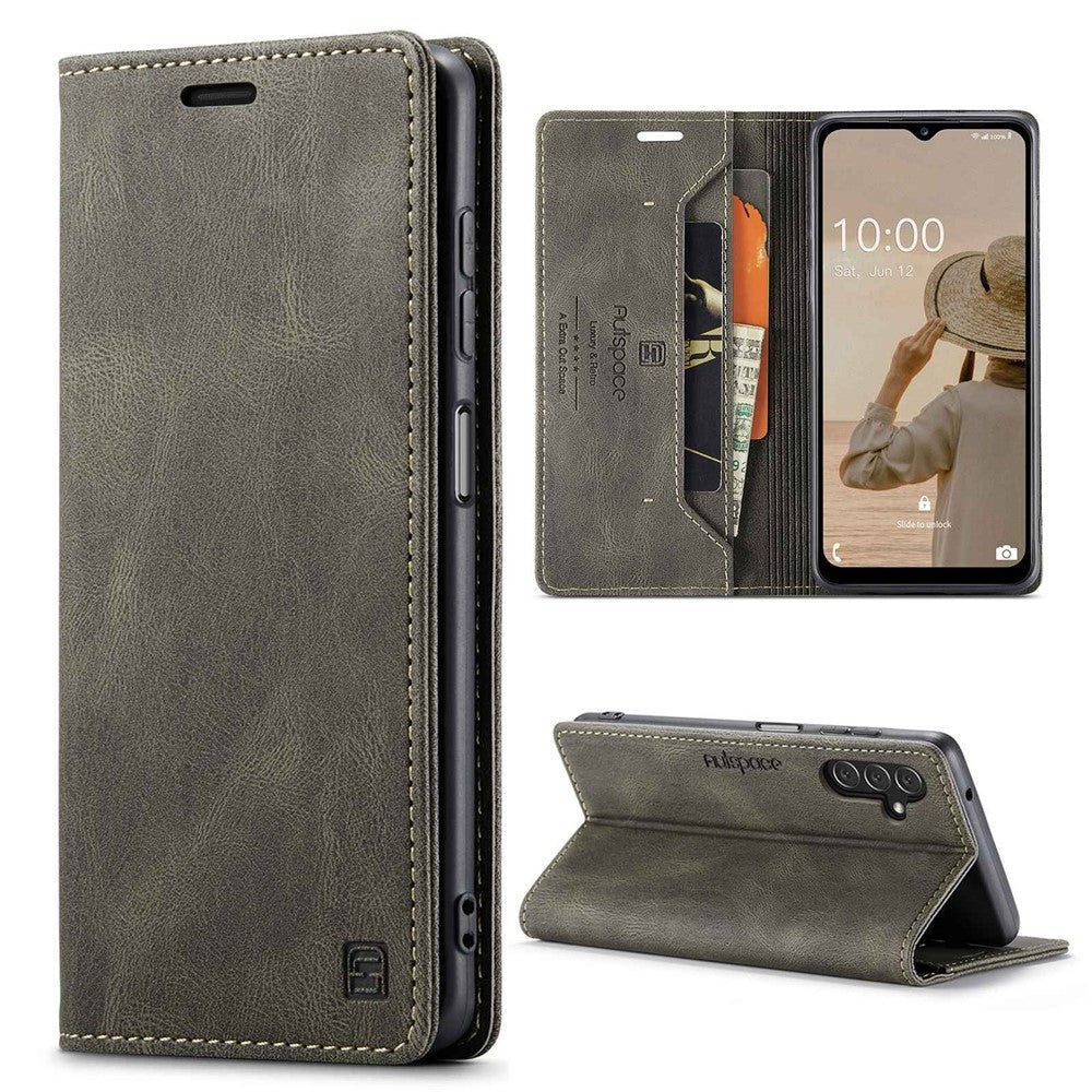 AUTSPACE A01-serien för Samsung Galaxy A13 5G / A04s 4G (164,7 mm) PU-läderfodral RFID-blockerande plånboksfodral med stativ och vikbart skydd