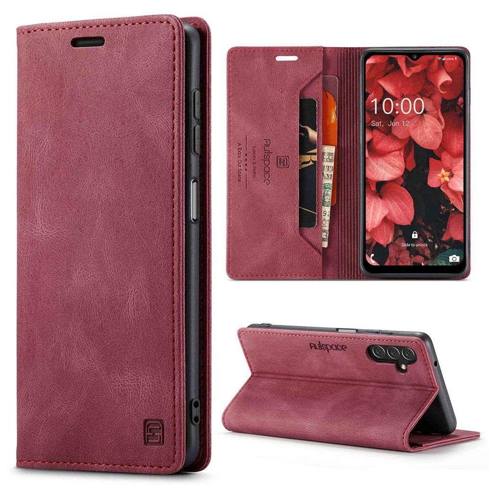 AUTSPACE A01-serien för Samsung Galaxy A13 5G / A04s 4G (164,7 mm) PU-läderfodral RFID-blockerande plånboksfodral med stativ och vikbart skydd
