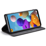 AUTSPACE A01-serien til Samsung Galaxy A21s PU-læderetui RFID-blokerende pung i vintage-stil med stativ og flipcover
