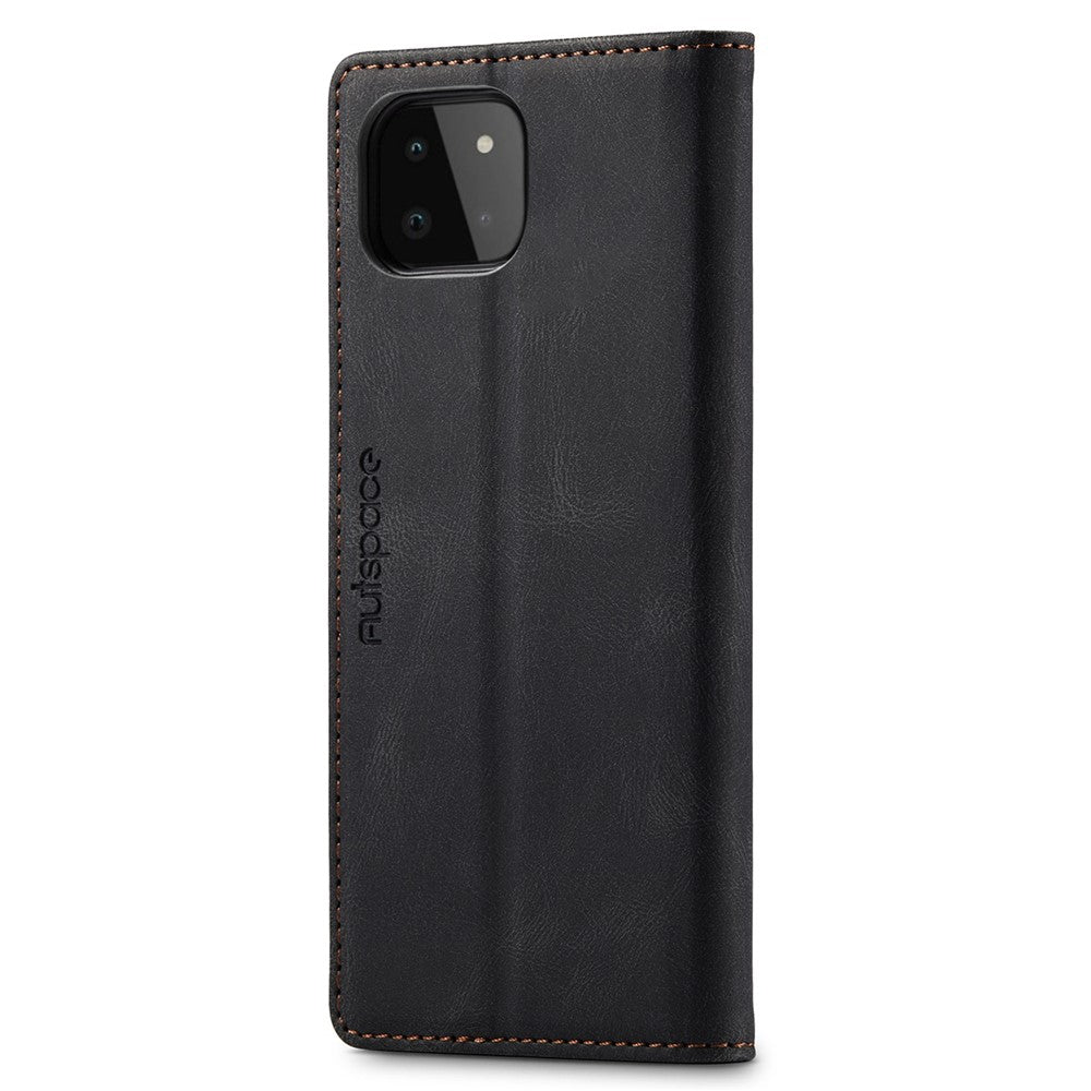 AUTSPACE A01 Series for Samsung Galaxy A22 5G (EU Version) PU Leather Protective Shell, Impact Resistant RFID Blocking Magnetic Closure Vintage Frosted Wallet Stand Flip Cover