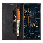 AUTSPACE A01 Series for Samsung Galaxy A22 5G (EU Version) PU Leather Protective Shell, Impact Resistant RFID Blocking Magnetic Closure Vintage Frosted Wallet Stand Flip Cover