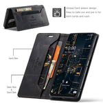 AUTSPACE A01 Series for Samsung Galaxy A22 5G (EU Version) PU Leather Protective Shell, Impact Resistant RFID Blocking Magnetic Closure Vintage Frosted Wallet Stand Flip Cover
