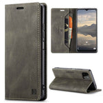 AUTSPACE A01 Series for Samsung Galaxy A22 5G (EU Version) PU Leather Protective Shell, Impact Resistant RFID Blocking Magnetic Closure Vintage Frosted Wallet Stand Flip Cover