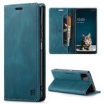 AUTSPACE A01 Series for Samsung Galaxy A22 5G (EU Version) PU Leather Protective Shell, Impact Resistant RFID Blocking Magnetic Closure Vintage Frosted Wallet Stand Flip Cover