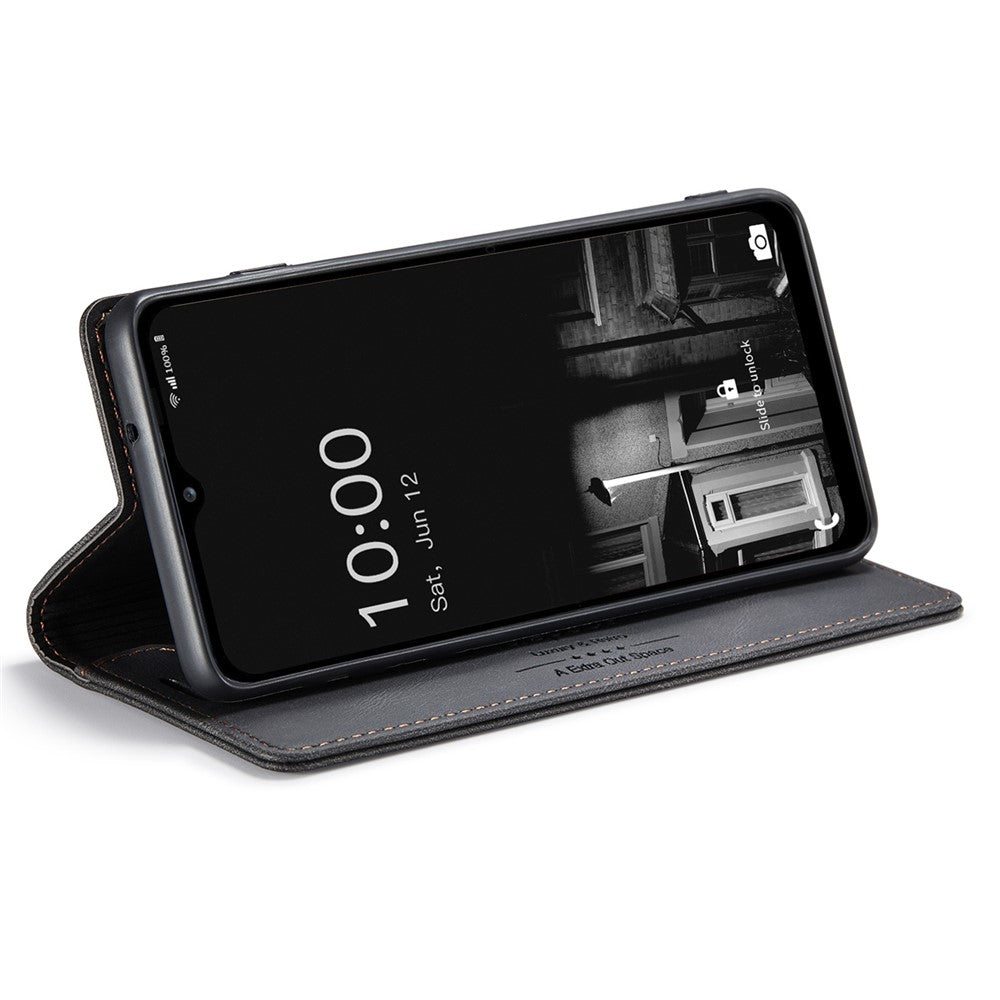 AUTSPACE A01-serien för Samsung Galaxy A13 4G PU-läderfodral RFID-blockerande Vintage-plånboksfodral med stativ och vikbart lock