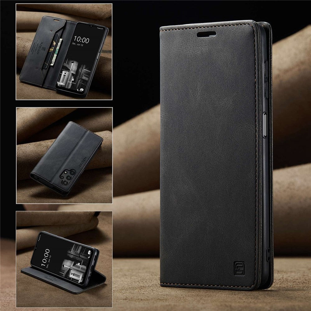 AUTSPACE A01-serien för Samsung Galaxy A13 4G PU-läderfodral RFID-blockerande Vintage-plånboksfodral med stativ och vikbart lock