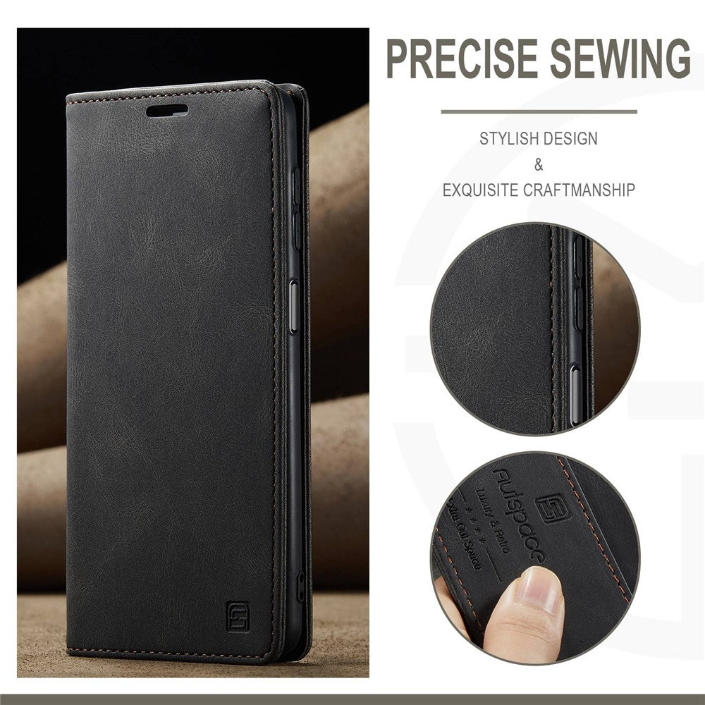 AUTSPACE A01-serien för Samsung Galaxy A13 4G PU-läderfodral RFID-blockerande Vintage-plånboksfodral med stativ och vikbart lock