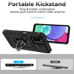 For Samsung Galaxy A03s (164.2mm) Ring Kickstand Phone Case Anti-fall Protection Hard PC + TPU Shell with Slide Camera Protection Cover